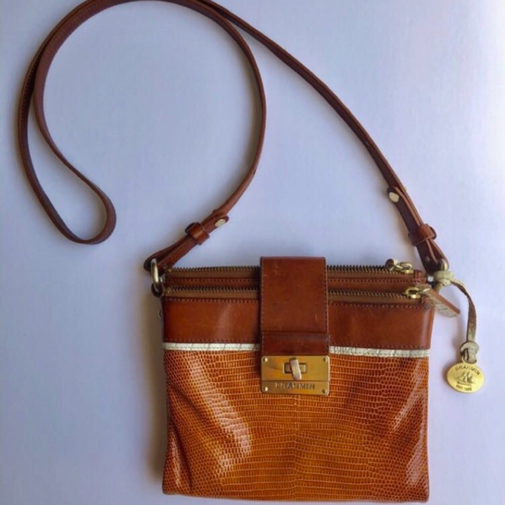 Brahmin Crossbody Cognac Leather + Alligator